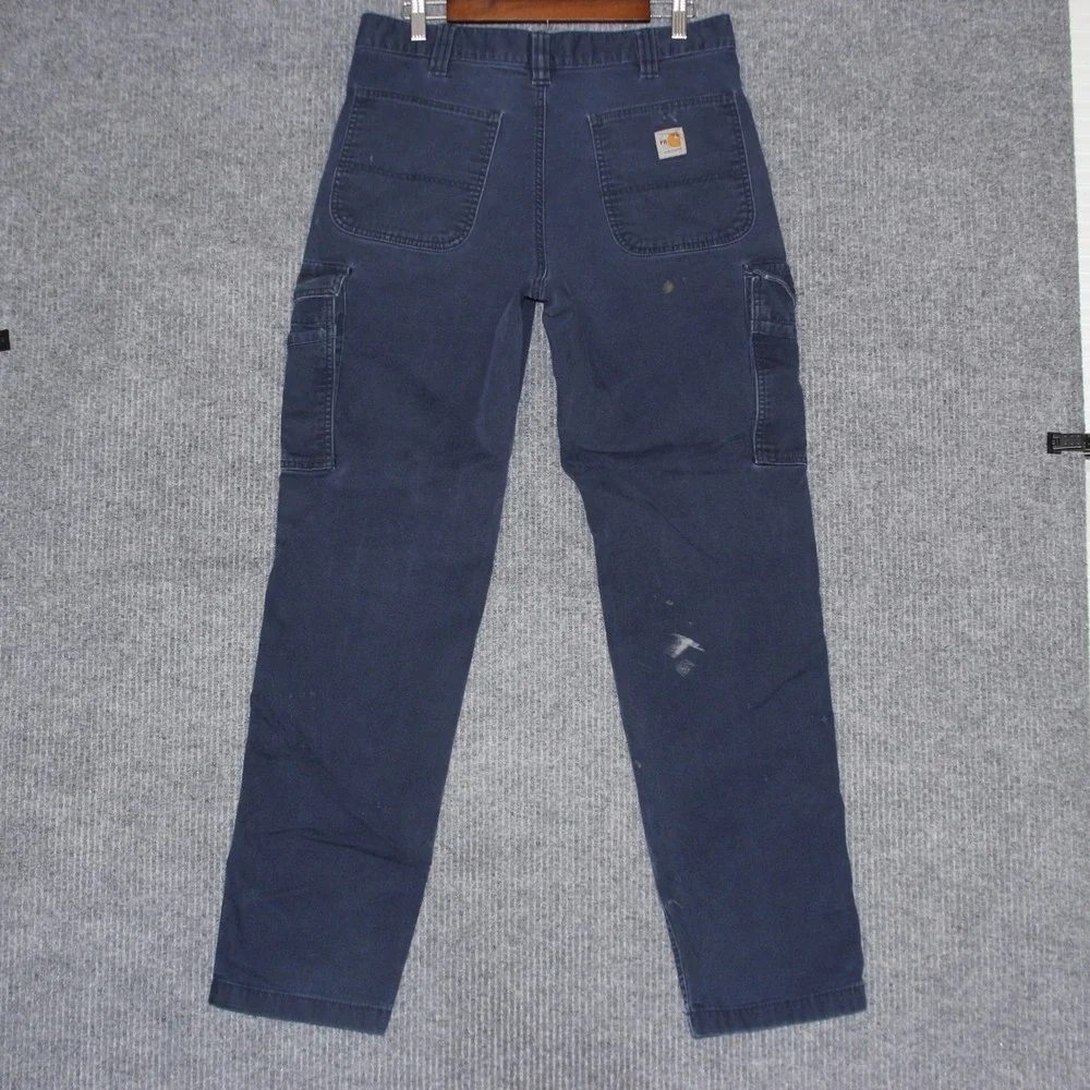 Carhartt FR‎ Relaxed Fit Cargo Pants Men Navy Blue Flame Resistant Workwear W34 - Picture 6 of 8